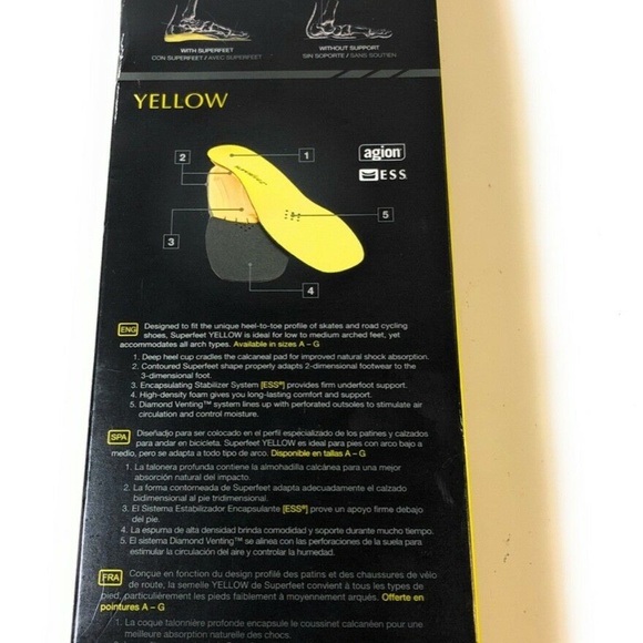 Superfeet Yellow Hockey Insoles Youth Junior Skate - Picture 4 of 6